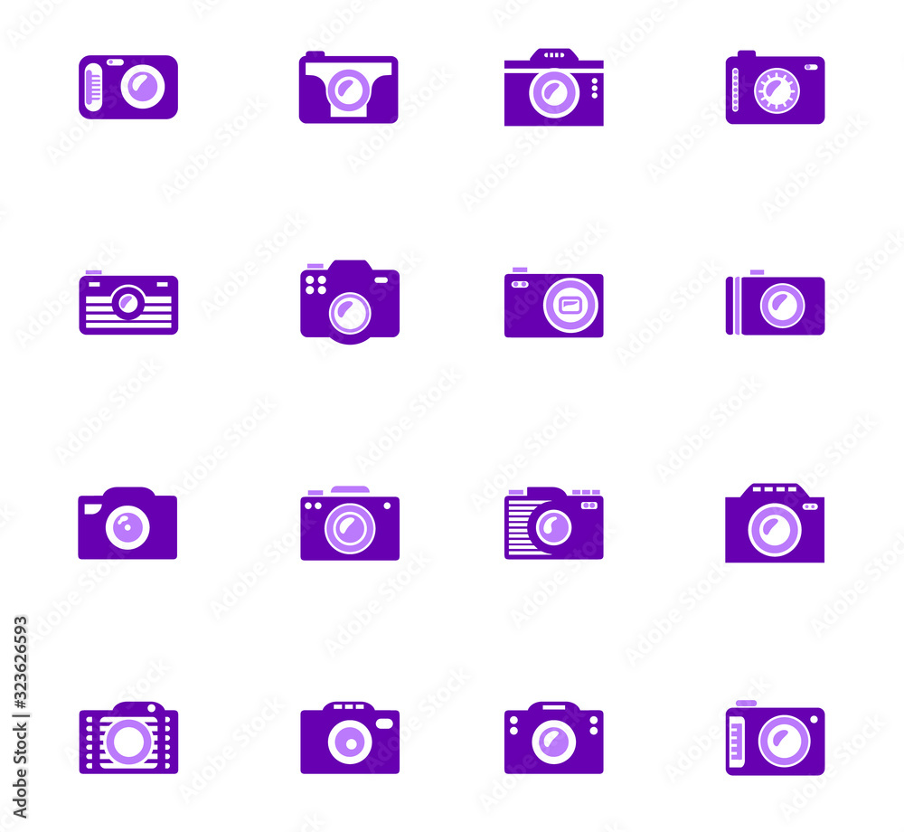 photo camera icon set