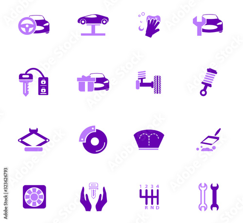 Car shop icons set