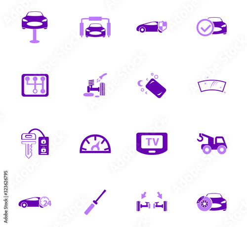 Car shop icons set