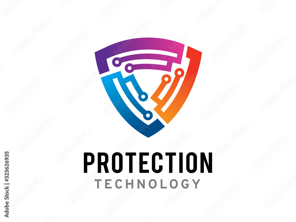 Protection or shield technology logo template design, icon, symbol