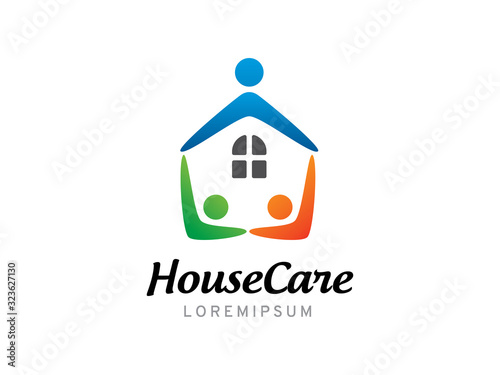 House and people logo template design, icon, symbol