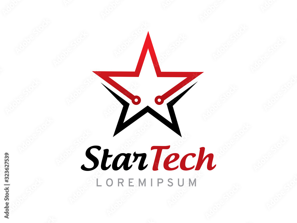 Obraz premium Star technology logo template design, icon, symbol