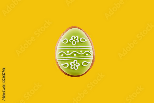 One easter gingerbread in form of egg with colorful glaze photo