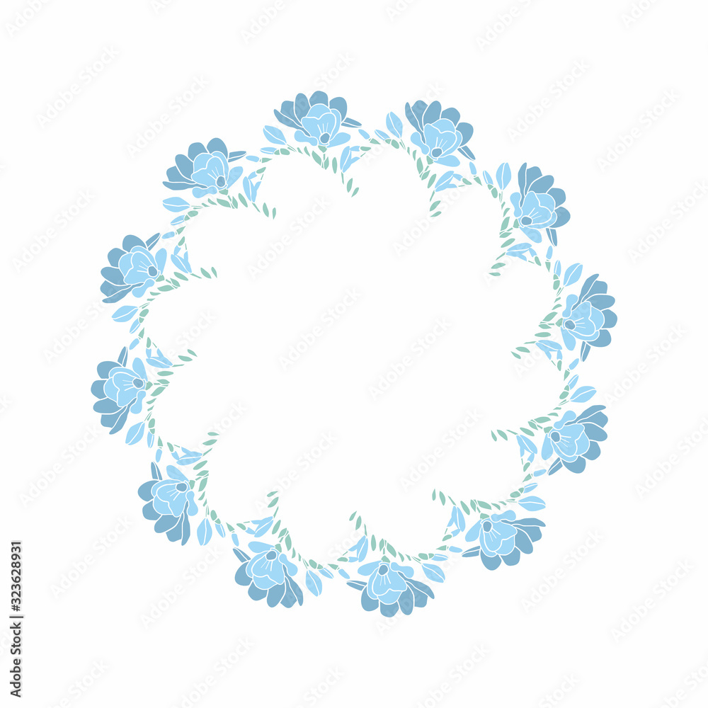 Floral Frame. Cute retro flowers arranged un a shape of the wreath perfect for wedding invitations and birthday cards Floral Frame. Cute retro flowers arranged un a shape of the wreath perfect for wedding invitations and birthday cards