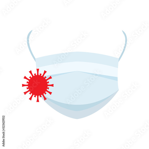 Coronavirus in China. Novel coronavirus 2019-nCoV. Virus quarantine. MERS-Cov middle East respiratory syndrome. Protective medical mask does not pass harmful bacteria. Protection of respiratory system