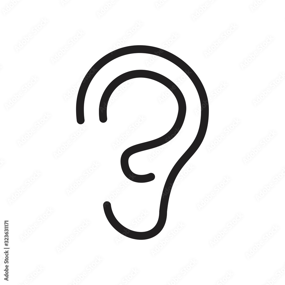 ear icon template black color editable. ear icon symbol Flat vector illustration for graphic and web design. ear icon template black color editable. ear icon symbol Flat vector illustration for graphic and web design.