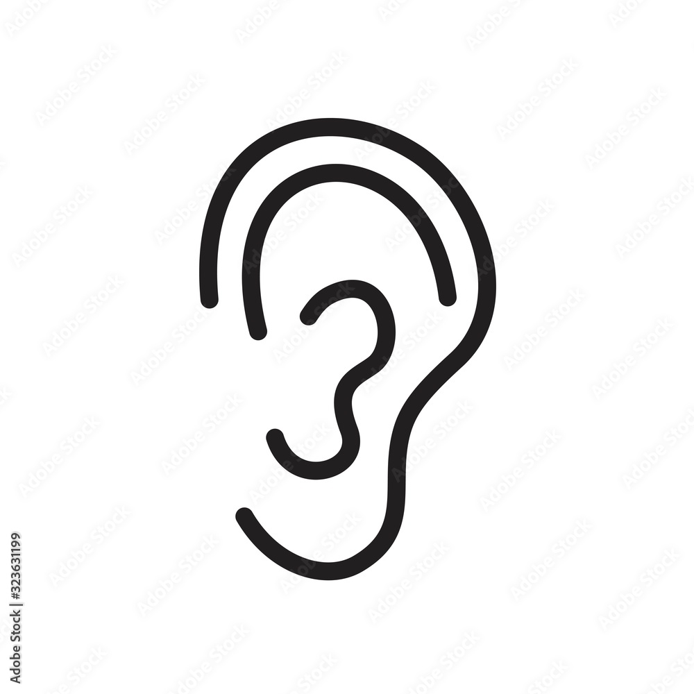 ear icon template black color editable. ear icon symbol Flat vector illustration for graphic and web design. ear icon template black color editable. ear icon symbol Flat vector illustration for graphic and web design.