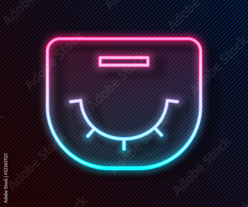 Glowing neon line Poker table icon isolated on black background. Vector Illustration