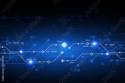 Hologram Illustration of circuit board. Electronic computer hardware technology. Concept of Information engineering component. 3d rendering