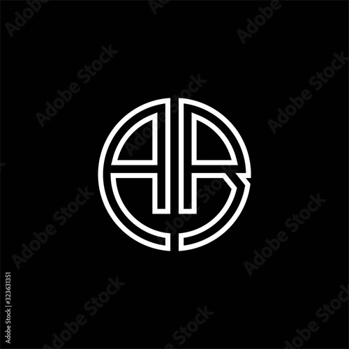 AB monogram logo circle ribbon style outline design template