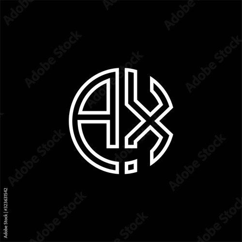 AX monogram logo circle ribbon style outline design template