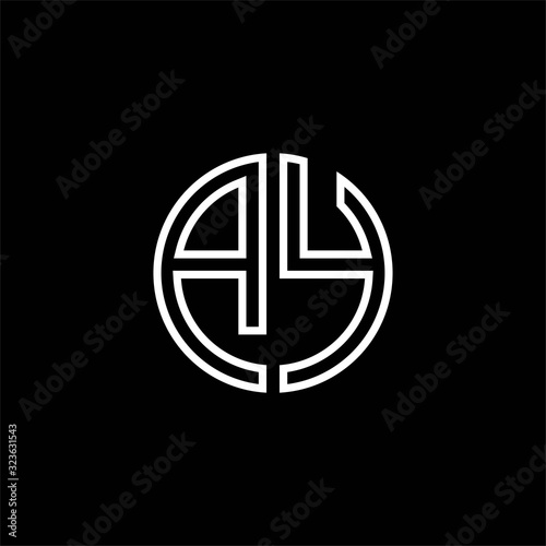 AY monogram logo circle ribbon style outline design template