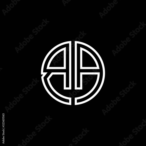 BA monogram logo circle ribbon style outline design template