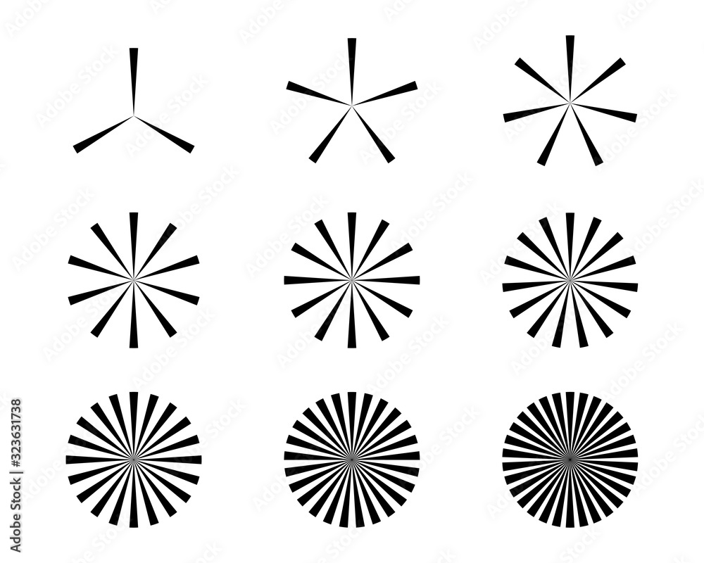 Graphic element dividing the whole object into parts. Part of logo design, template for infographics. Vector illustration. Graphic element dividing the whole object into parts. Part of logo design, template for infographics. Vector illustration.