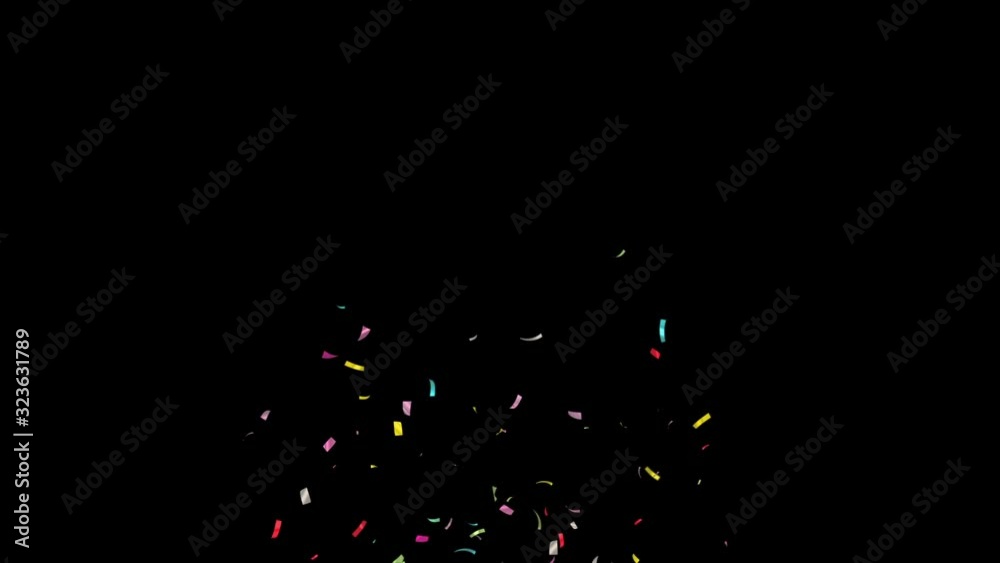 Confetti Party Popper Explosions and Falling down with Alpha Matte Channel.