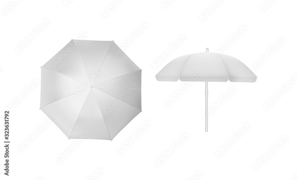 sun umbrella isolated on white background mock up vector - obrazy, fototapety, plakaty 