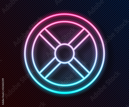 Glowing neon line Industry valve icon isolated on black background. Vector Illustration
