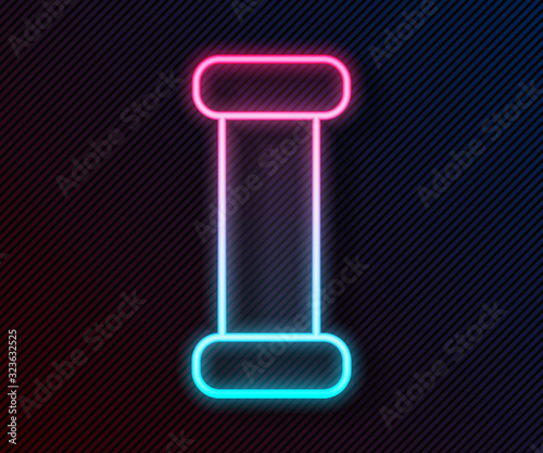 Glowing neon line Industry metallic pipe icon isolated on black background. Plumbing pipeline parts of different shapes. Vector Illustration