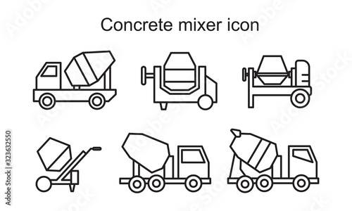 Fototapeta Naklejka Na Ścianę i Meble -  Concrete mixer icon template black color editable. Concrete mixer icon symbol Flat vector illustration for graphic and web design.