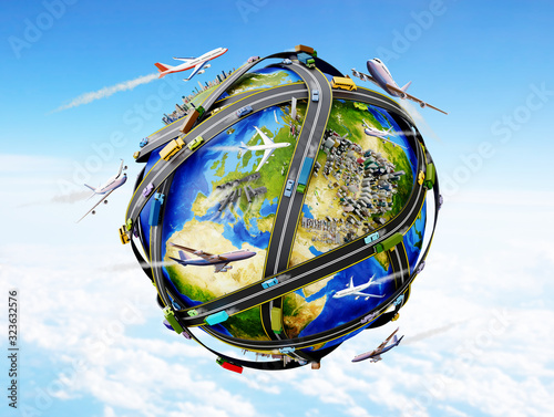 Fototapeta Naklejka Na Ścianę i Meble -  3D illustration of conceptual earth contamination.
