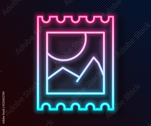 Glowing neon line LSD acid mark icon isolated on black background. Acid narcotic. Postmark. Postage stamp. Health danger. Vector Illustration