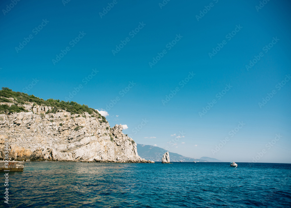 Rocks on Southern Coast of Crimea. Black Sea.