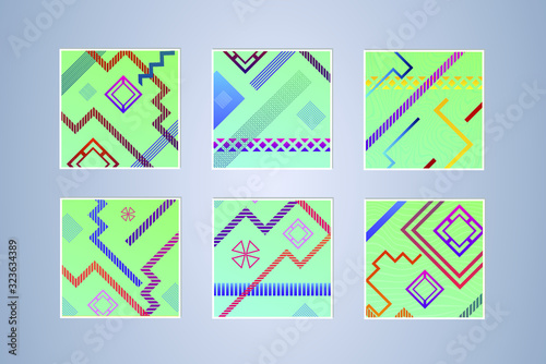 Abstract vector covers design with line, gradient and vibrant color. Simply geometric background