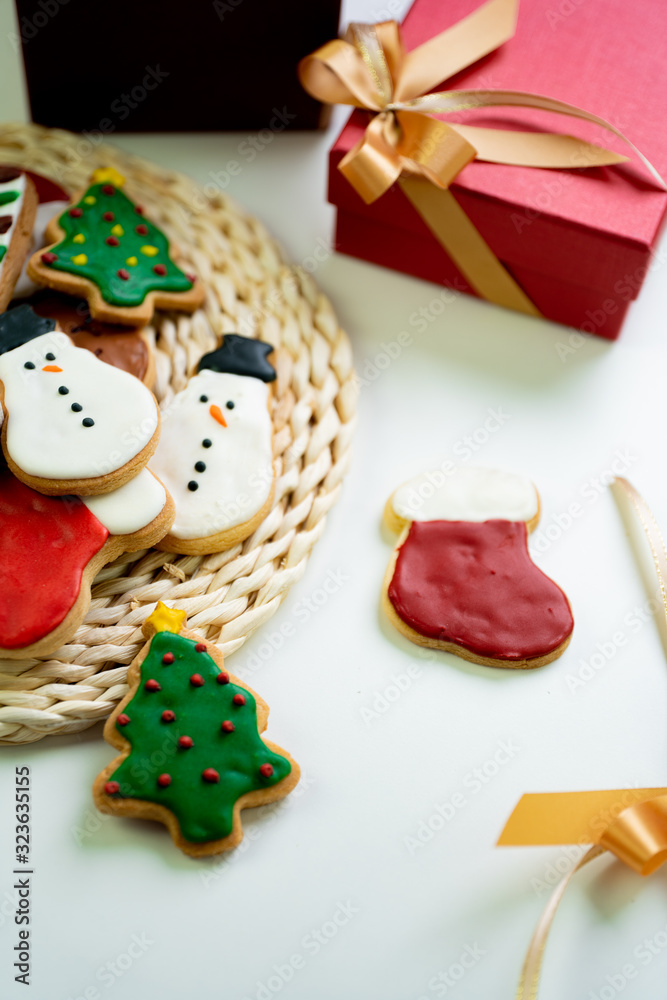 Gingerbread cookies on white background, concept Christmas. Gingerbread cookies on white background, concept Christmas.