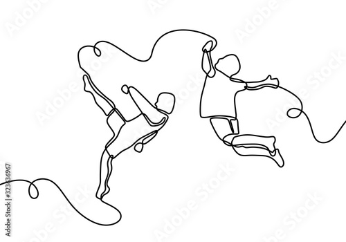 Continuous one line. Two pe...
