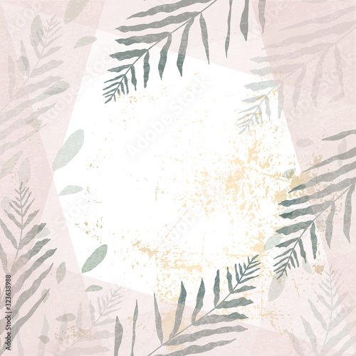 Fototapeta Naklejka Na Ścianę i Meble -  abstract floral pastel dusty pink gold blush textured decor background . Chic trendy shiny feminine tile pattern with botanical motifs 