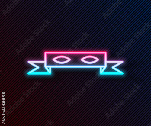 Glowing neon line Thief eye mask icon isolated on black background. Vector Illustration