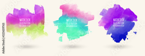 Hand painted watercolor elements set, abstract watercolor background