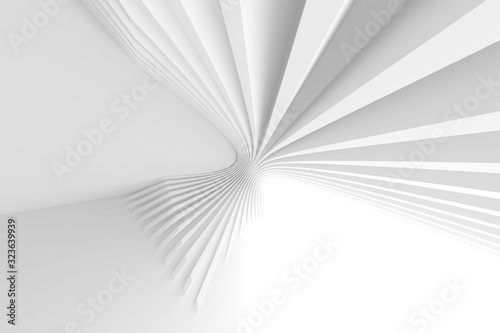 White Architecture Circular Background. Modern Building Design. Abstract Curved