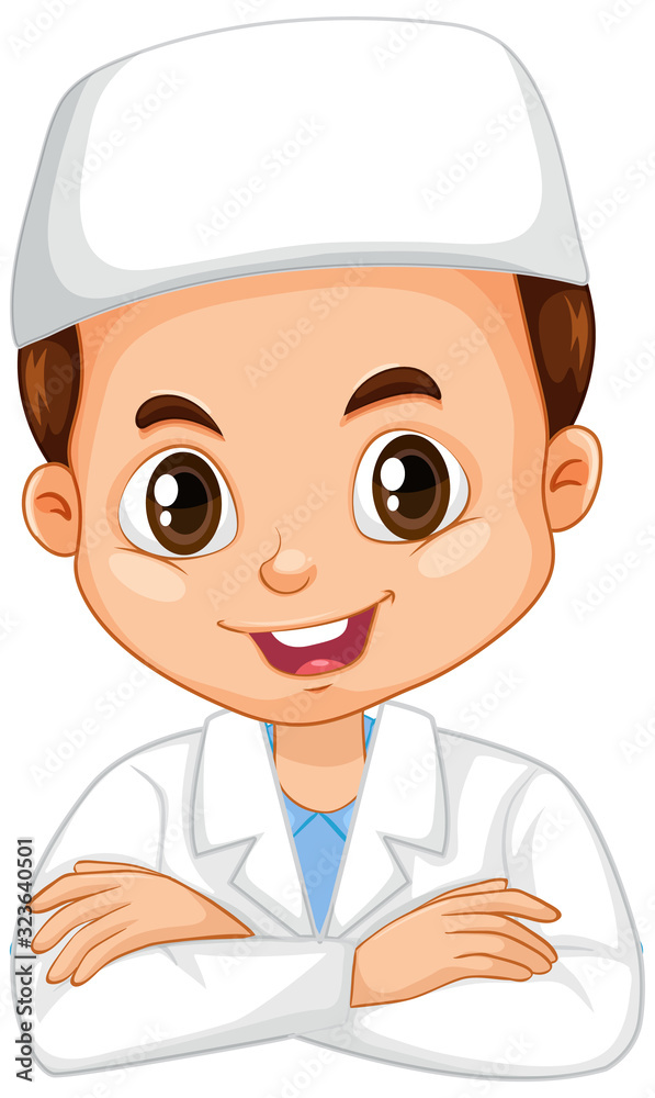 Muslim boy in science gown on isolated background Muslim boy in science gown on isolated background