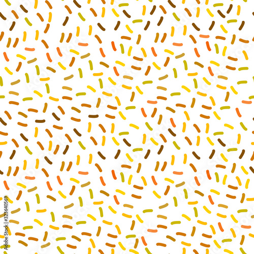 seamless pattern with confetti, sprinkles festive glitter. Brown yellow gold orange beige isolated on white background. Can be used for greeting card design, Gift wrap, fabrics, wallpapers. Vector