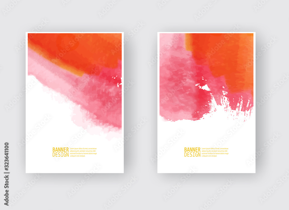 Set of cards with watercolor blots. Vector illustration