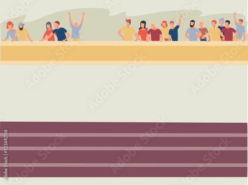 Quadro em tela sports stadium with a treadmill, in the background a podium with excited people,