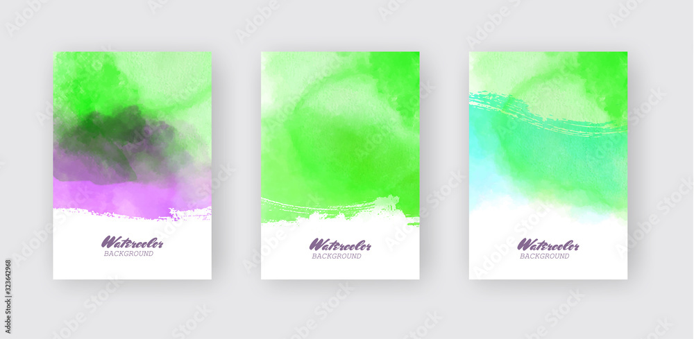 Naklejka premium Abstract watercolor color design banner set. Vector