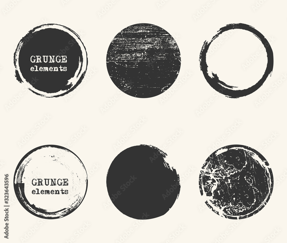 Grunge black color circle shapes set eps 10 Stock Vector | Adobe Stock