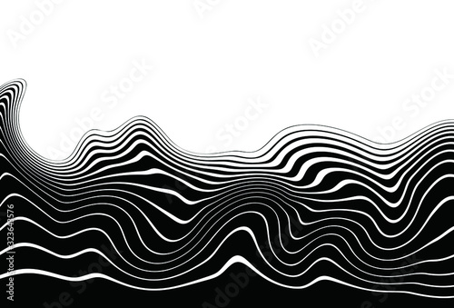 Modern vector transition from black to white with wavy lines for banners, websites, posters, business cards, stickers, covers, prints on clothes. Black and white vector background.