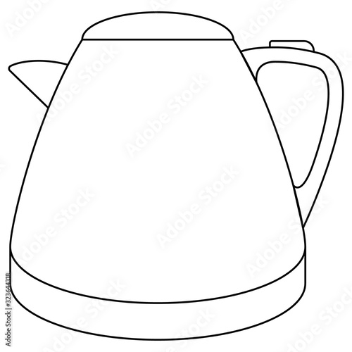 black and white kettle flat vector icon