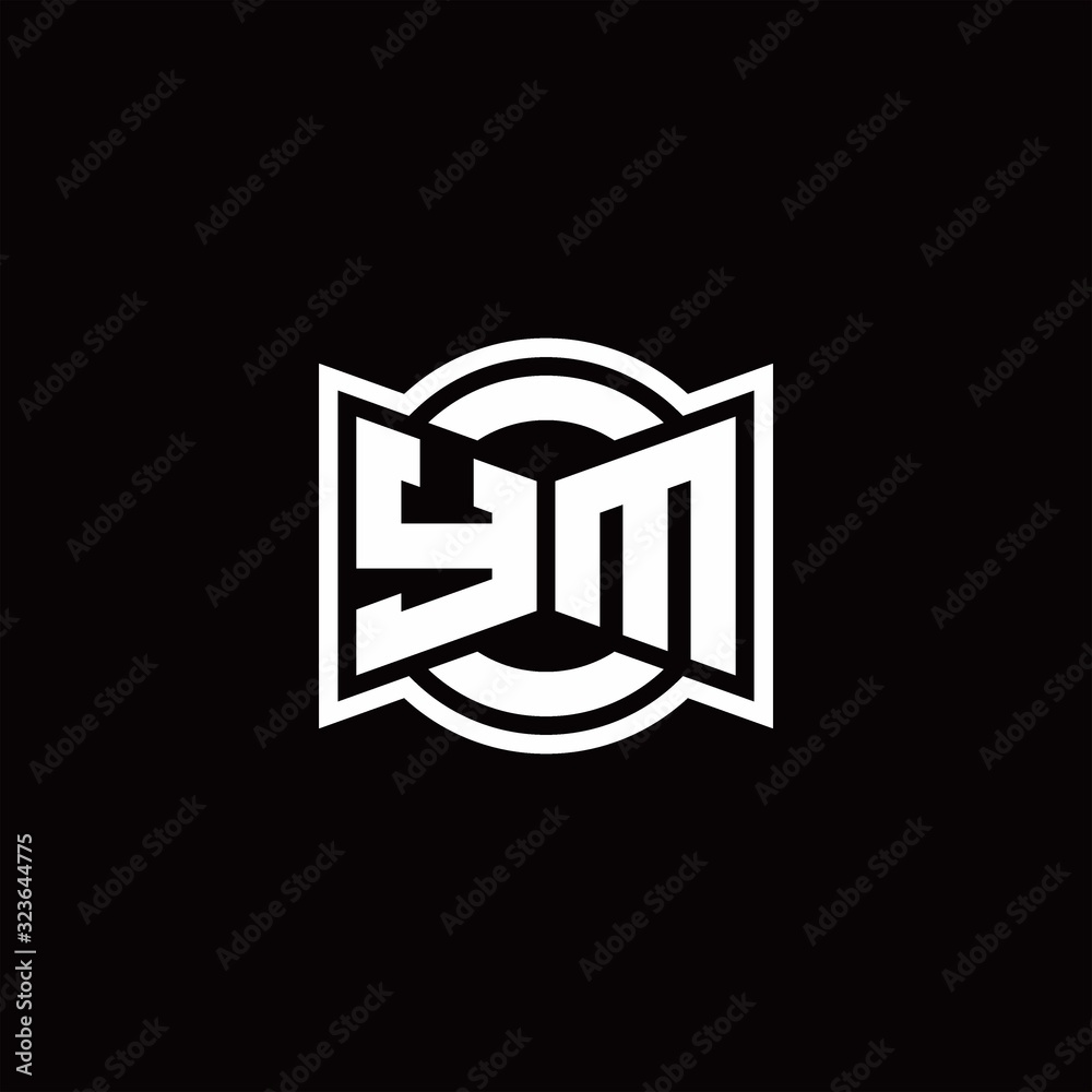 YM logo monogram with ribbon style circle rounded design template YM logo monogram with ribbon style circle rounded design template