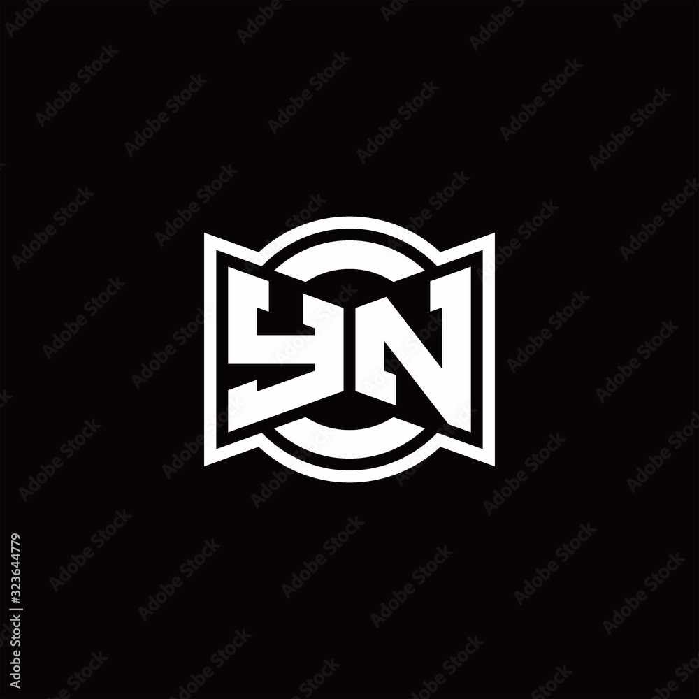 YN logo monogram with ribbon style circle rounded design template YN logo monogram with ribbon style circle rounded design template