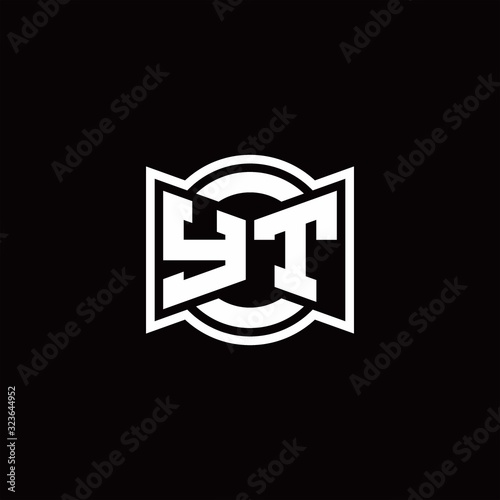 YT logo monogram with ribbon style circle rounded design template