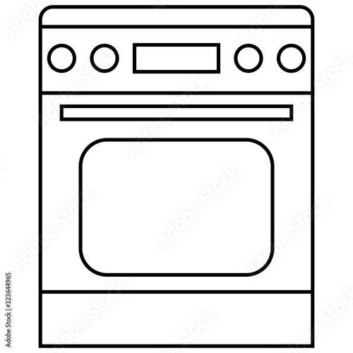 black and white oven flat vector icon