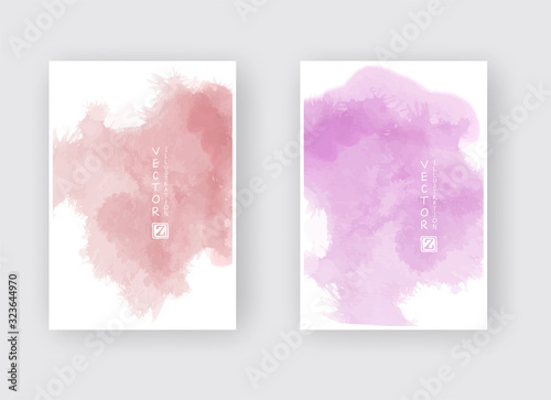 Set of cards with watercolor blots. Vector illustration. © sdmix