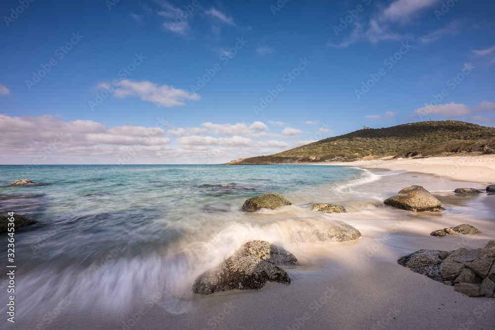 White sands of Bodri beach in Corsica