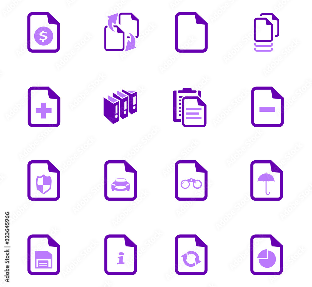 Documents icons set Documents icons set