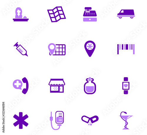Drug store icons set