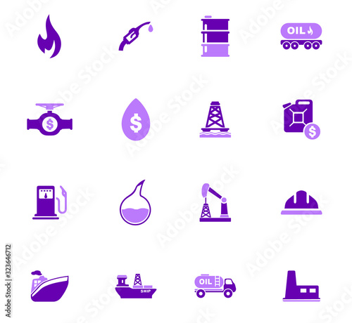 Extraction of oil icons set